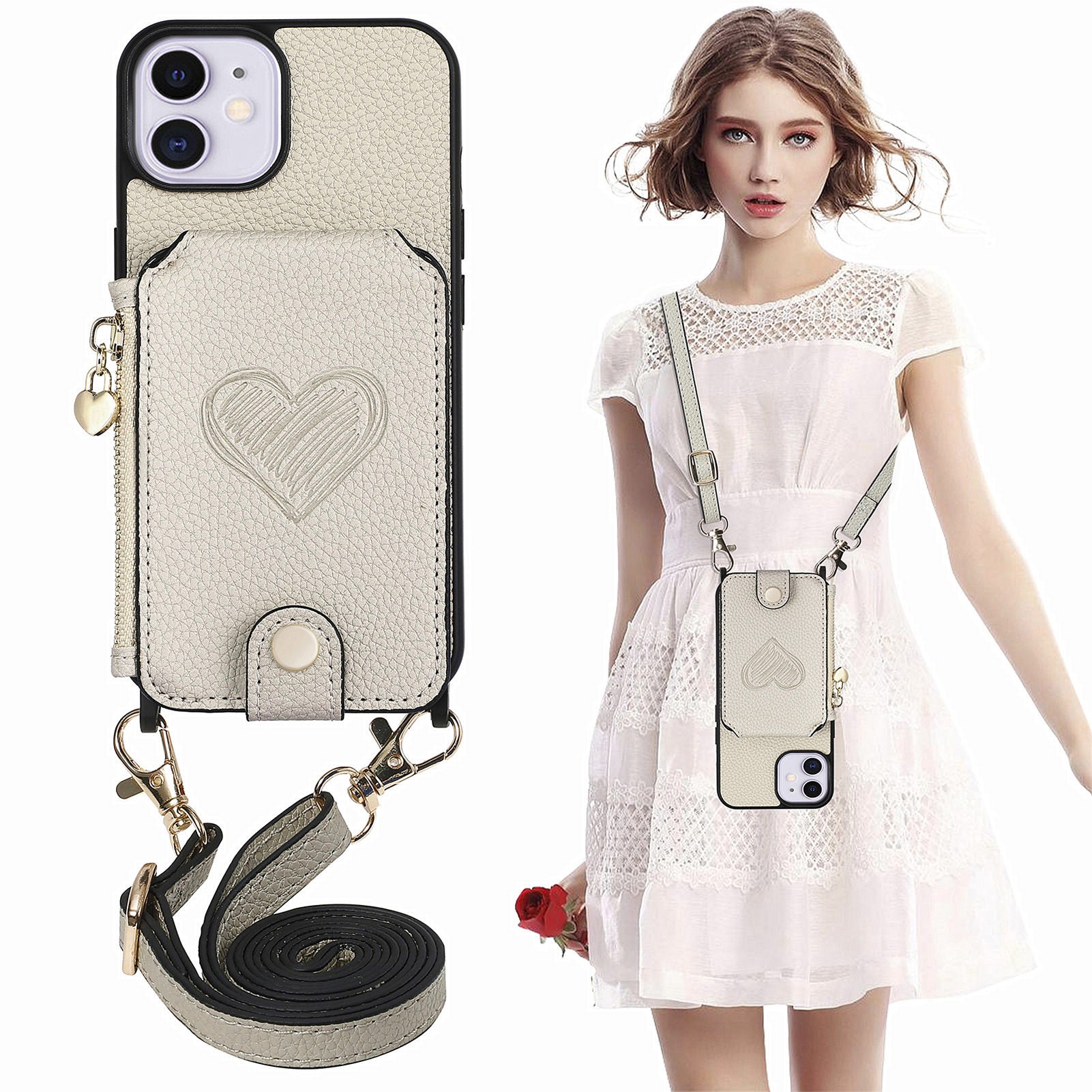 For iPhone 11 Anti-drop Case Zipper Wallet Kickstand PU Leather PC TPU Phone Cover with Lanyard For iPhone 11 Anti-drop Case Zipper Wallet Kickstand PU Leather PC TPU Phone Cover with Lanyard